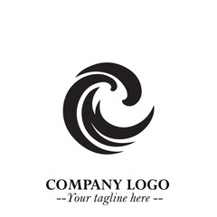 Elegant Black Wave Logo Symbol on a Clean White Background for Modern Minimalist Branding Design Art