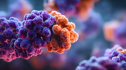 molecular composition showcasing protein shapes in bright tones, offering microscopic clarity for biology research, medical science, biochemistry learning and advanced structural analysis