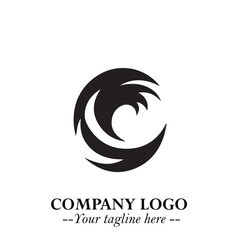 Elegant Black Wave Logo Symbol on a Clean White Background for Modern Minimalist Branding Design Art