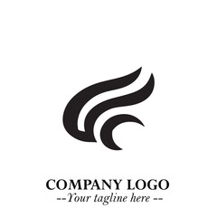 Elegant Black Wave Logo Symbol on a Clean White Background for Modern Minimalist Branding Design Art