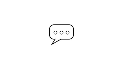 Minimalist outline of a speech bubble message with three dots inside representing an ongoing conversation or typing indicator
