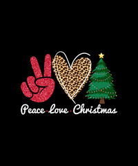 Peace love christmas design with heart and tree tshirt