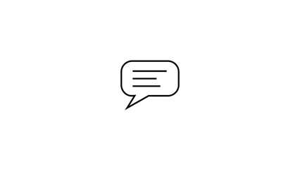 Simple outline of a speech bubble message with three horizontal lines representing text or a message inside on a white background