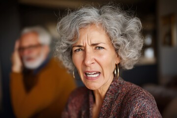 Angry Senior Woman Complaining Loudly During a Family Dispute