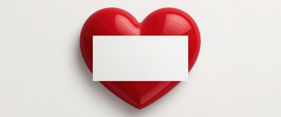Bright red heart shape with blank space for message or design in minimalist style