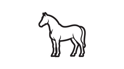 Fototapeta premium Horse outline illustration simple vector line art of a standing horse isolated on white background