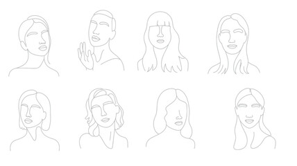  Minimal Female Face & Body Line Art Collection