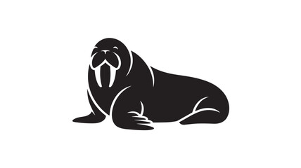 Fototapeta premium Walrus vector illustration minimalist flat design isolated on white background