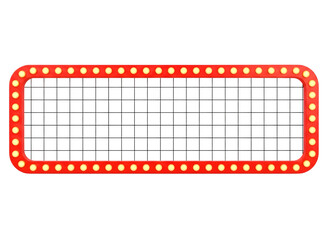Retro marquee sign with red border and lights isolated on transparent background