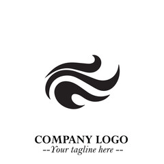 Obraz premium Elegant Black Wave Logo Symbol on a Clean White Background for Modern Minimalist Branding Design Art