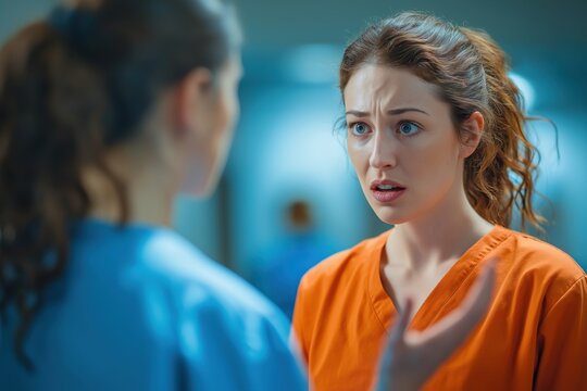 Worried Female Patient Pleading with a Medical Professional