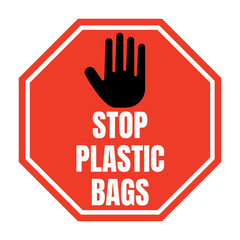 Stop plastic bags symbol icon	