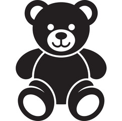 Fototapeta premium Black and white teddy bear vector illustration simple flat design isolated on white background