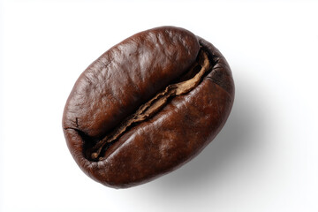 lonely offee bean isolated on white background. Close-up.