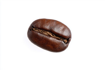 lonely coffee bean isolated on white background, close up