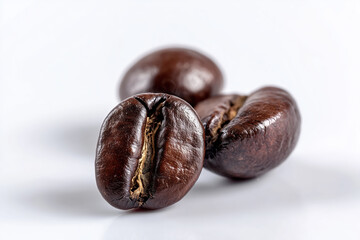 group of coffee beans isolated on white background.