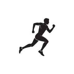Silhouette of a man running vector illustration of a male athlete in motion isolated on white background