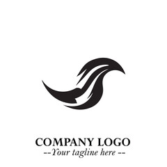 Obraz premium Elegant Black Wave Logo Symbol on a Clean White Background for Modern Minimalist Branding Design Art