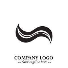 Obraz premium Elegant Black Wave Logo Symbol on a Clean White Background for Modern Minimalist Branding Design Art