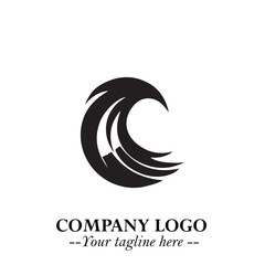 Elegant Black Wave Logo Symbol on a Clean White Background for Modern Minimalist Branding Design Art