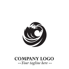 Elegant Black Wave Logo Symbol on a Clean White Background for Modern Minimalist Branding Design Art