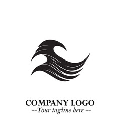 Elegant Black Wave Logo Symbol on a Clean White Background for Modern Minimalist Branding Design Art