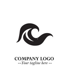 Elegant Black Wave Logo Symbol on a Clean White Background for Modern Minimalist Branding Design Art