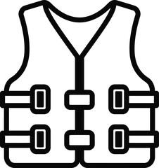 Simple line art illustration of a life vest safety equipment for water activities boating and swimming isolated on white background for easy use