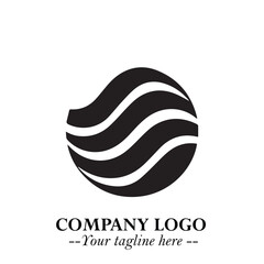 Elegant Black Wave Logo Symbol on a Clean White Background for Modern Minimalist Branding Design Art