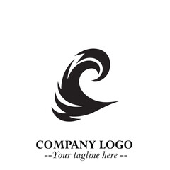 Elegant Black Wave Logo Symbol on a Clean White Background for Modern Minimalist Branding Design Art