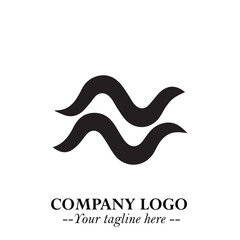 Elegant Black Wave Logo Symbol on a Clean White Background for Modern Minimalist Branding Design Art
