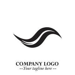 Elegant Black Wave Logo Symbol on a Clean White Background for Modern Minimalist Branding Design Art