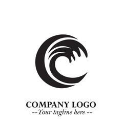 Elegant Black Wave Logo Symbol on a Clean White Background for Modern Minimalist Branding Design Art