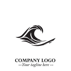 Elegant Black Wave Logo Symbol on a Clean White Background for Modern Minimalist Branding Design Art