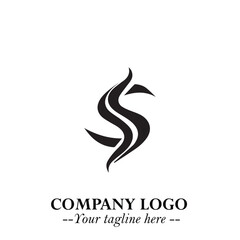 Elegant Black Wave Logo Symbol on a Clean White Background for Modern Minimalist Branding Design Art