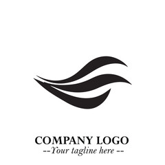 Elegant Black Wave Logo Symbol on a Clean White Background for Modern Minimalist Branding Design Art