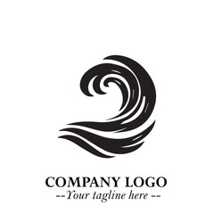 Elegant Black Wave Logo Symbol on a Clean White Background for Modern Minimalist Branding Design Art