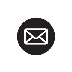 Email icon in a black circle simple flat vector glyph for user interface design isolated on white background