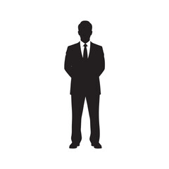 Fototapeta premium Silhouette of a businessman in a suit full length vector illustration isolated on white background