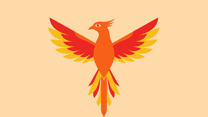 A stylized illustration of a majestic phoenix with fiery red, orange, and yellow wings spread wide.