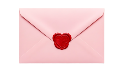 Pink Envelope with Heart Shaped Wax Seal for Romantic Valentine Message