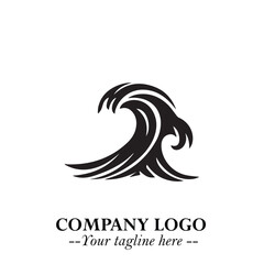 Fototapeta premium Elegant Black Wave Logo Symbol on a Clean White Background for Modern Minimalist Branding Design Art