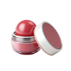Bright red lip balm in an open jar on a clean surface showcasing sleek design and vibrant color for beauty enthusiasts seeking moisturizing options
