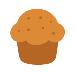 Muffin Delight: A close-up shot of a single, freshly baked muffin in a charming paper cup, a simple delight for the senses.