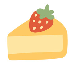 Sweet Strawberry Cheesecake: A delightful slice of creamy cheesecake adorned with a fresh, vibrant strawberry. A visual treat. 