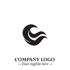 Fototapeta premium Elegant Black Wave Logo Symbol on a Clean White Background for Modern Minimalist Branding Design Art