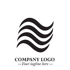 Fototapeta premium Elegant Black Wave Logo Symbol on a Clean White Background for Modern Minimalist Branding Design Art