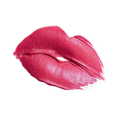 Kiss mark in vibrant pink shade with smooth texture against a white background showcasing beauty and cosmetics