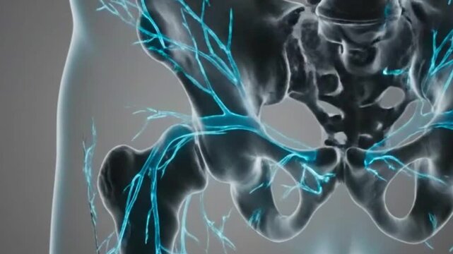 Anatomical illustration showing the arm and torso with veins highlighted in blue on gray background