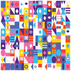 Colorful Geometric Pattern Background Abstract Design with Triangles Circles Squares